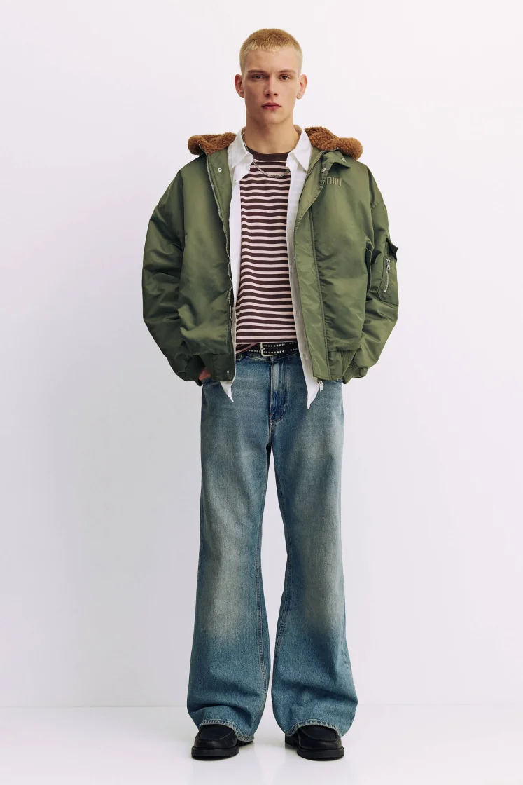 Pull&Bear Quilted Puffer Jacket — Olive
