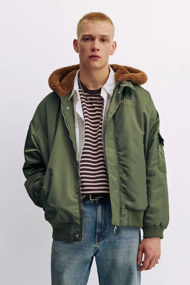 Pull&Bear Quilted Puffer Jacket — Olive