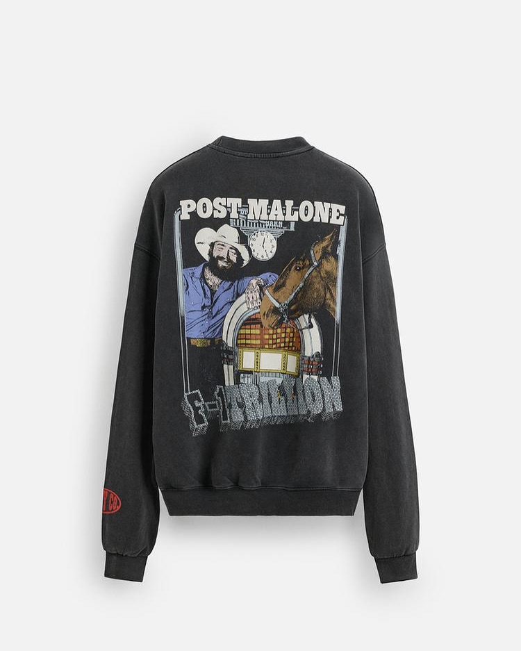 Zara Post Malone Washed Sweatshirt — Dark Grey