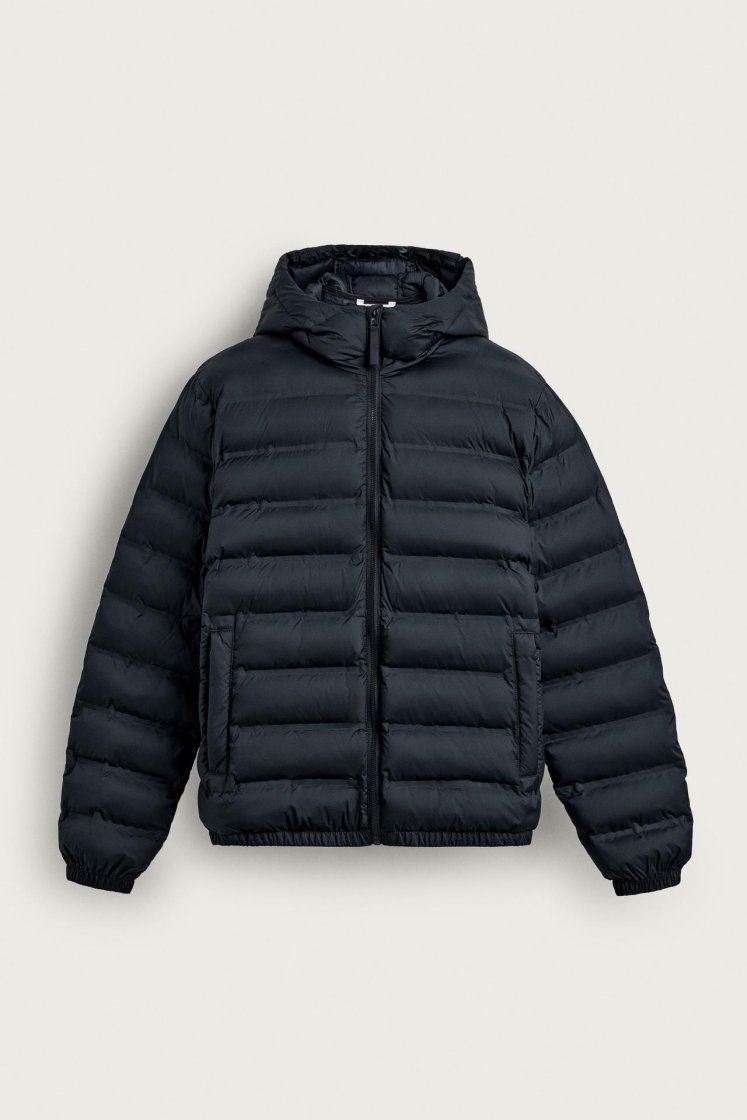 Zara Technical Water-Repellent Puffer — Navy