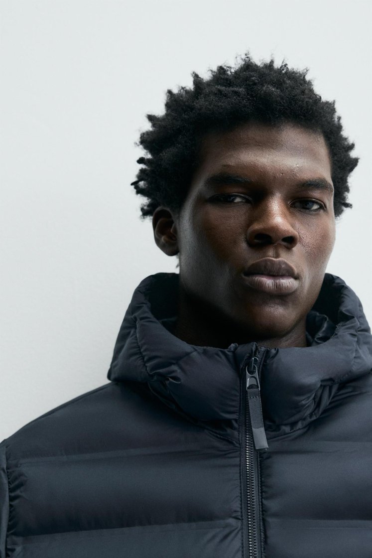 Zara Technical Water-Repellent Puffer — Navy