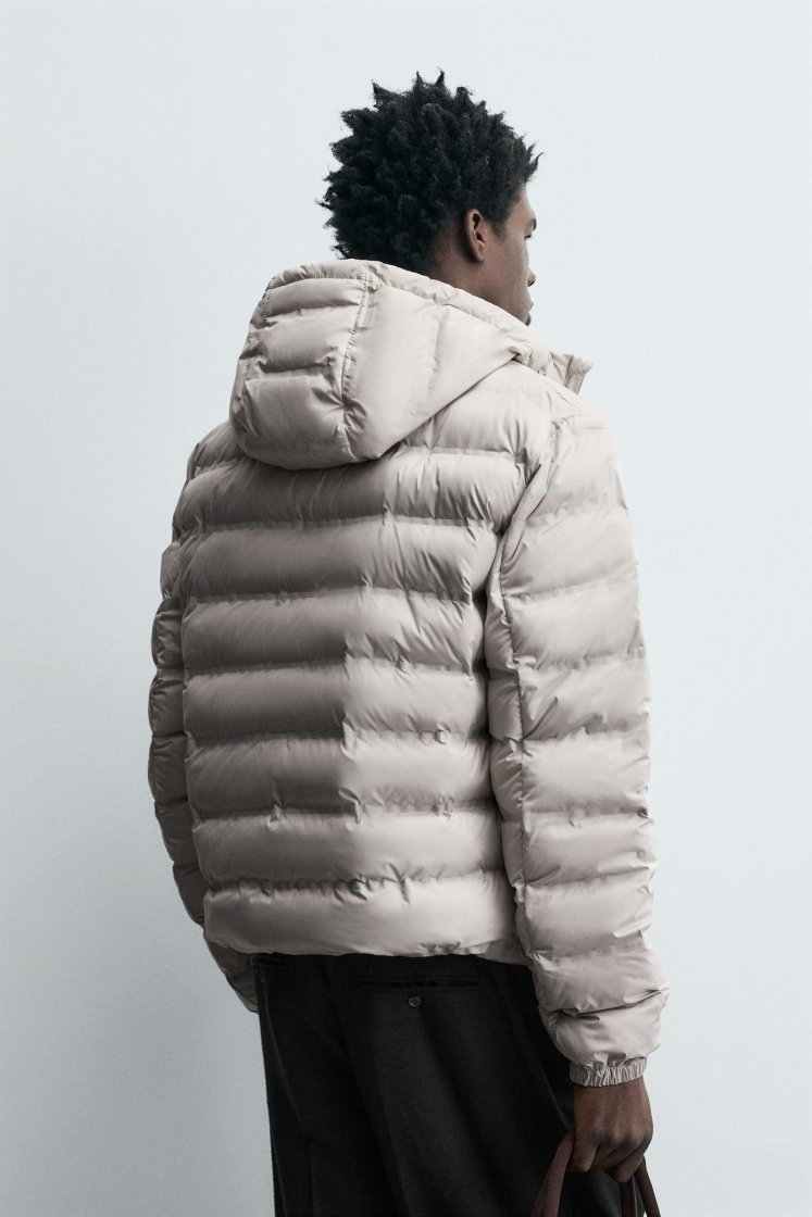 Zara Technical Water-Repellent Puffer — Sand