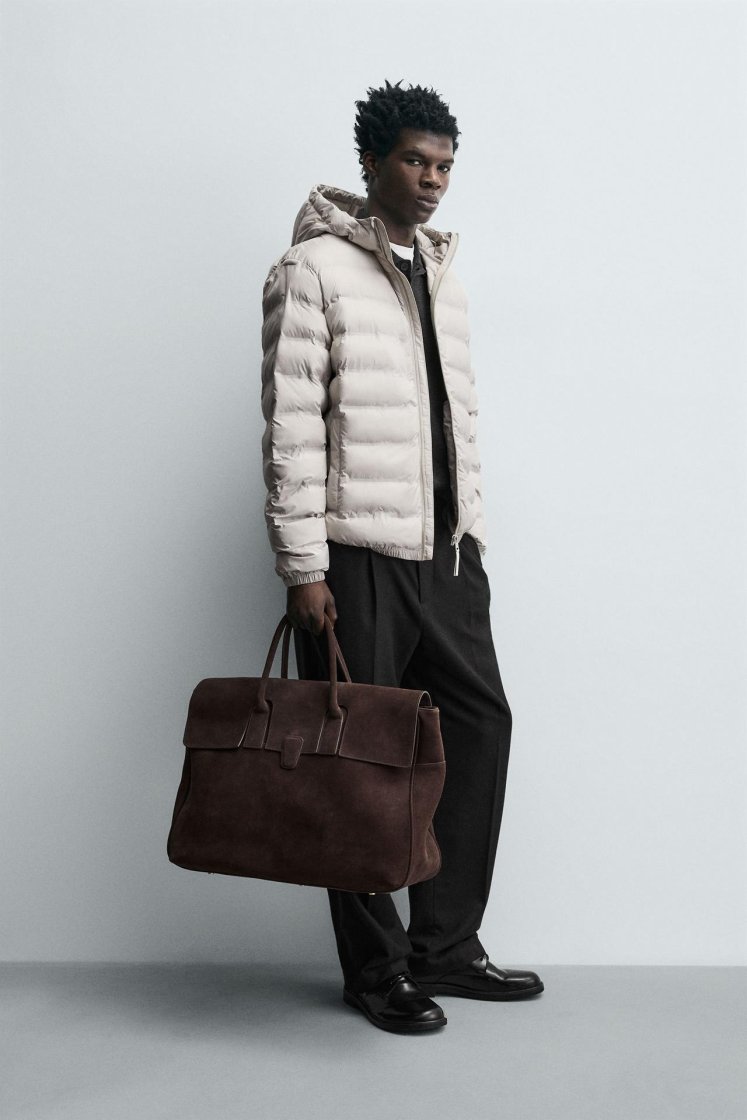 Zara Technical Water-Repellent Puffer — Sand