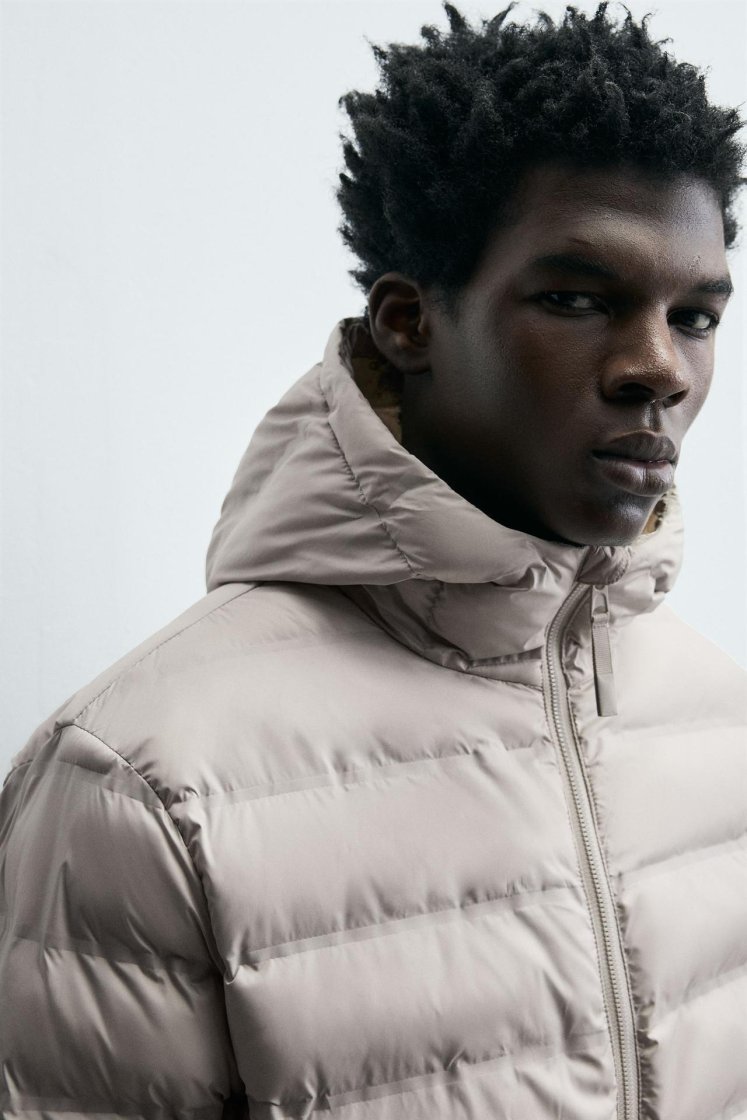 Zara Technical Water-Repellent Puffer — Sand