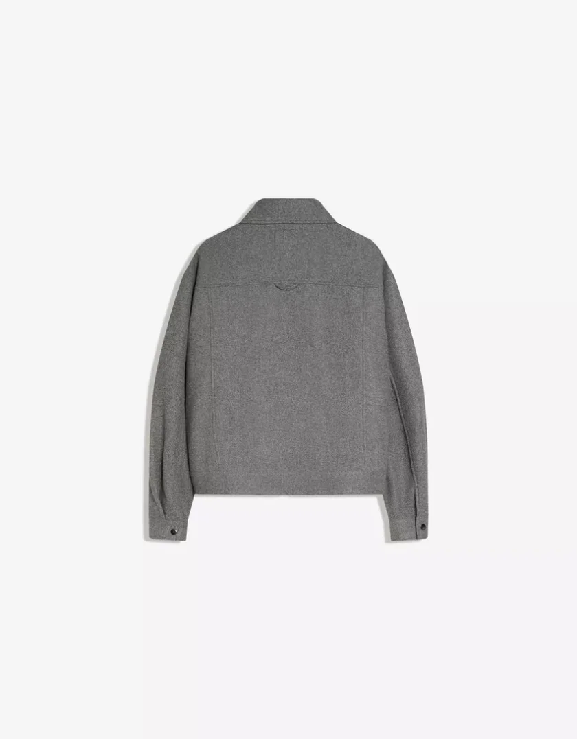 Bershka Boxy Zip Overshirt — Silver