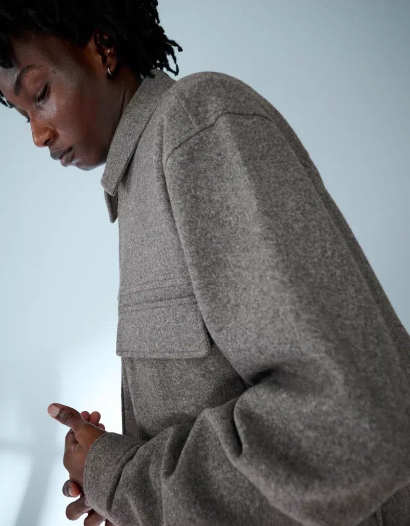 Bershka Boxy Zip Overshirt — Silver