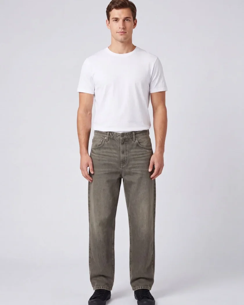 Pull&Bear Baggy Black Gold Denim — Dark Grey
