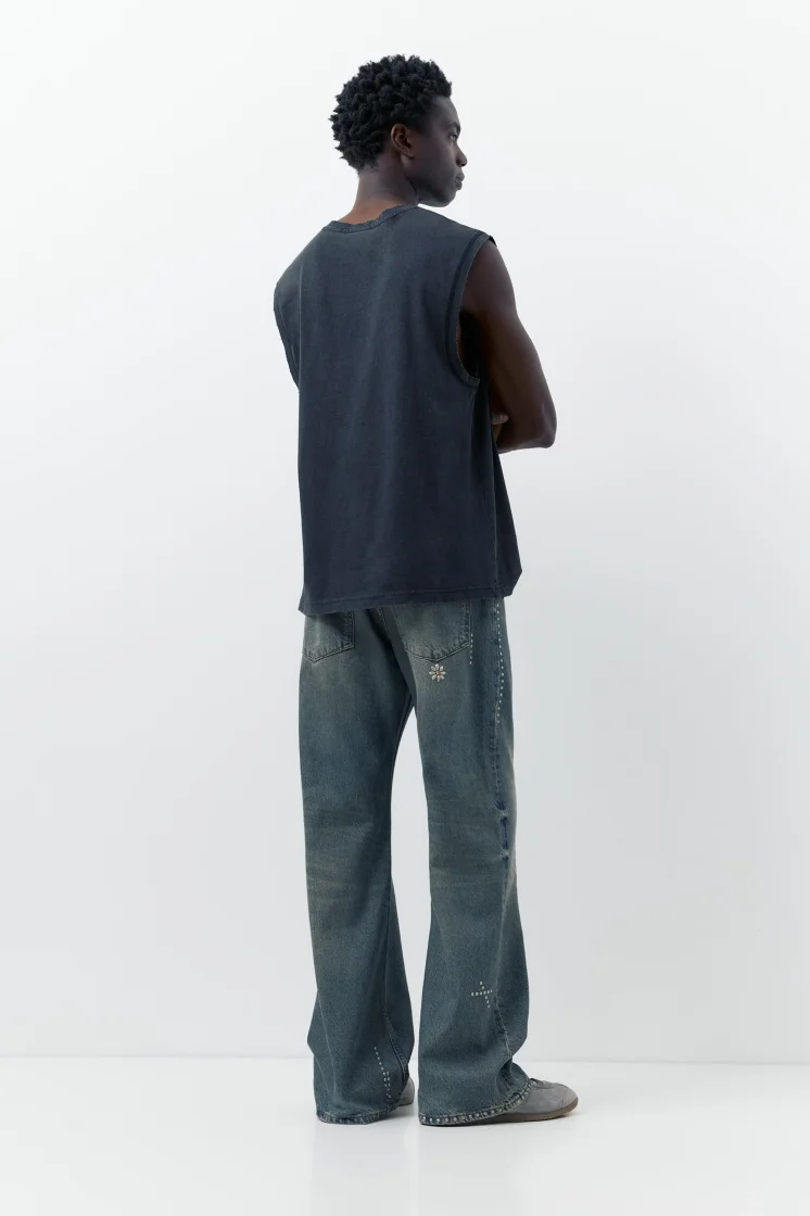 Pull&Bear Camarón Flared Grey Jeans — Blue