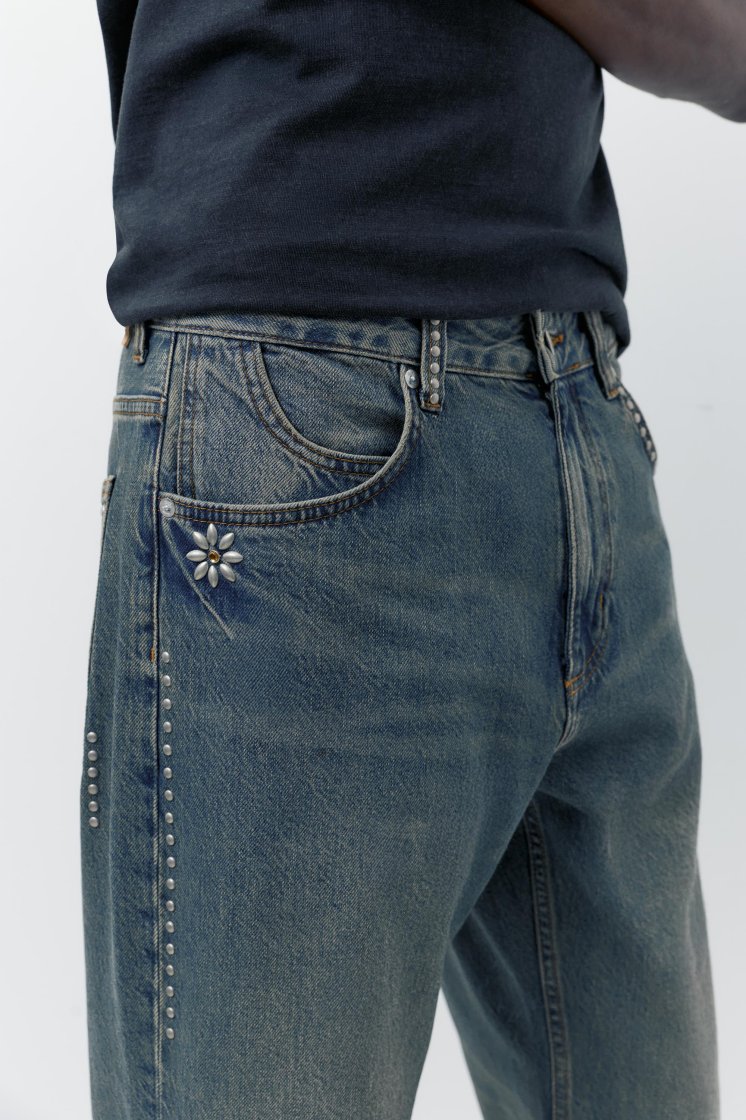 Pull&Bear Camarón Flared Grey Jeans — Blue