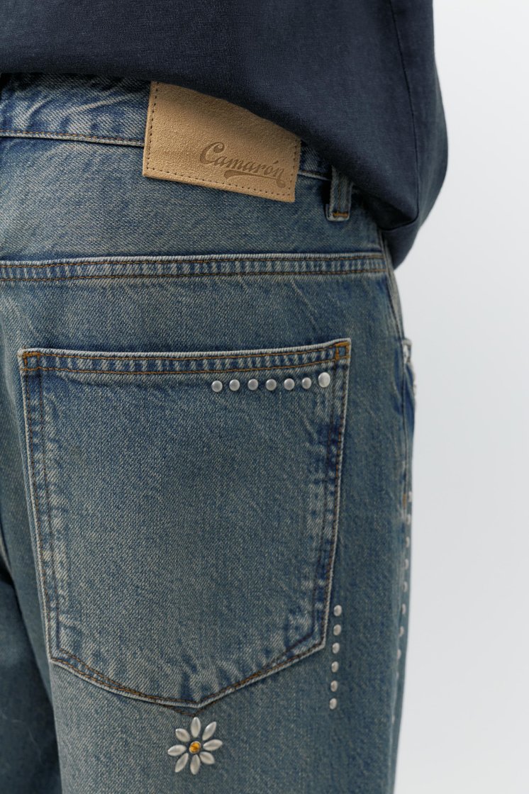 Pull&Bear Camarón Flared Grey Jeans — Blue