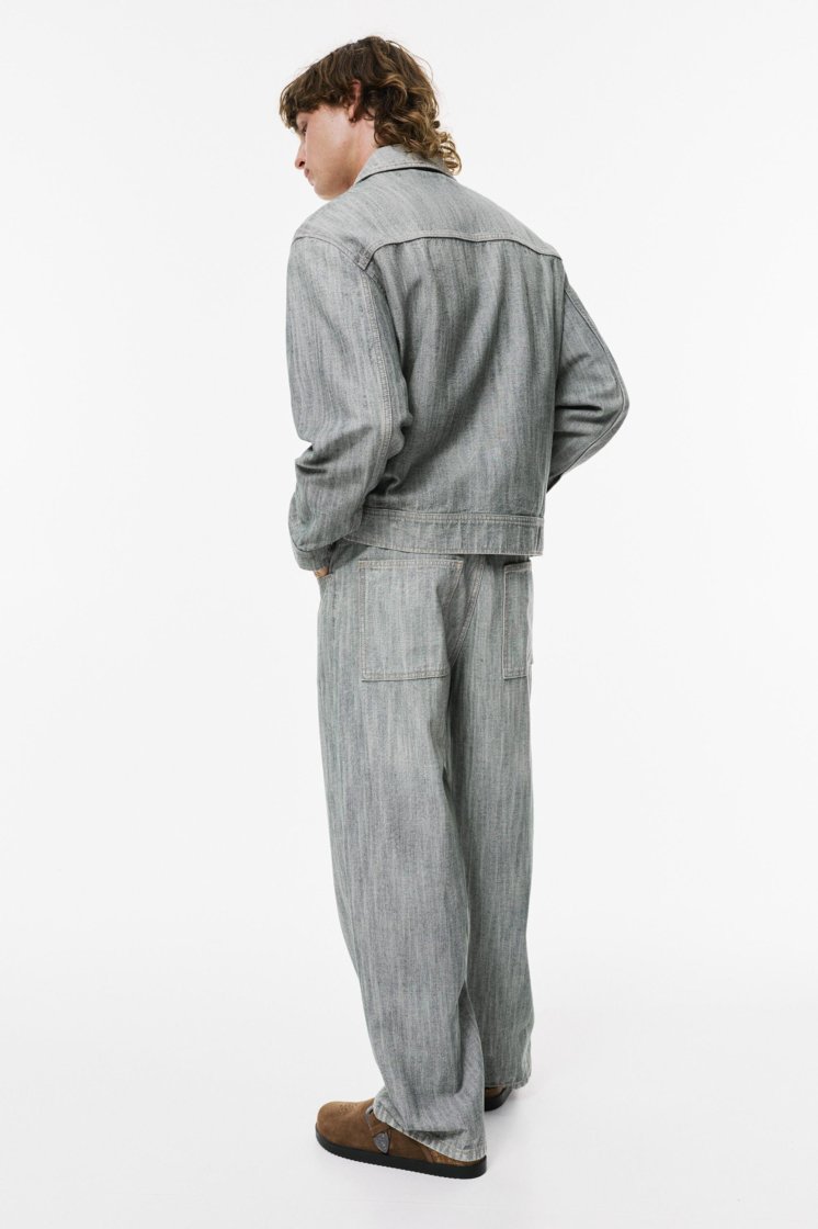 Pull&Bear Denim Zip Jacket — Sky Blue