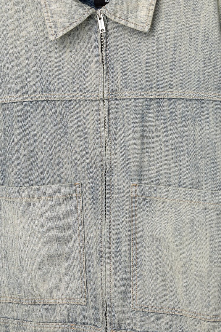 Pull&Bear Denim Zip Jacket — Sky Blue