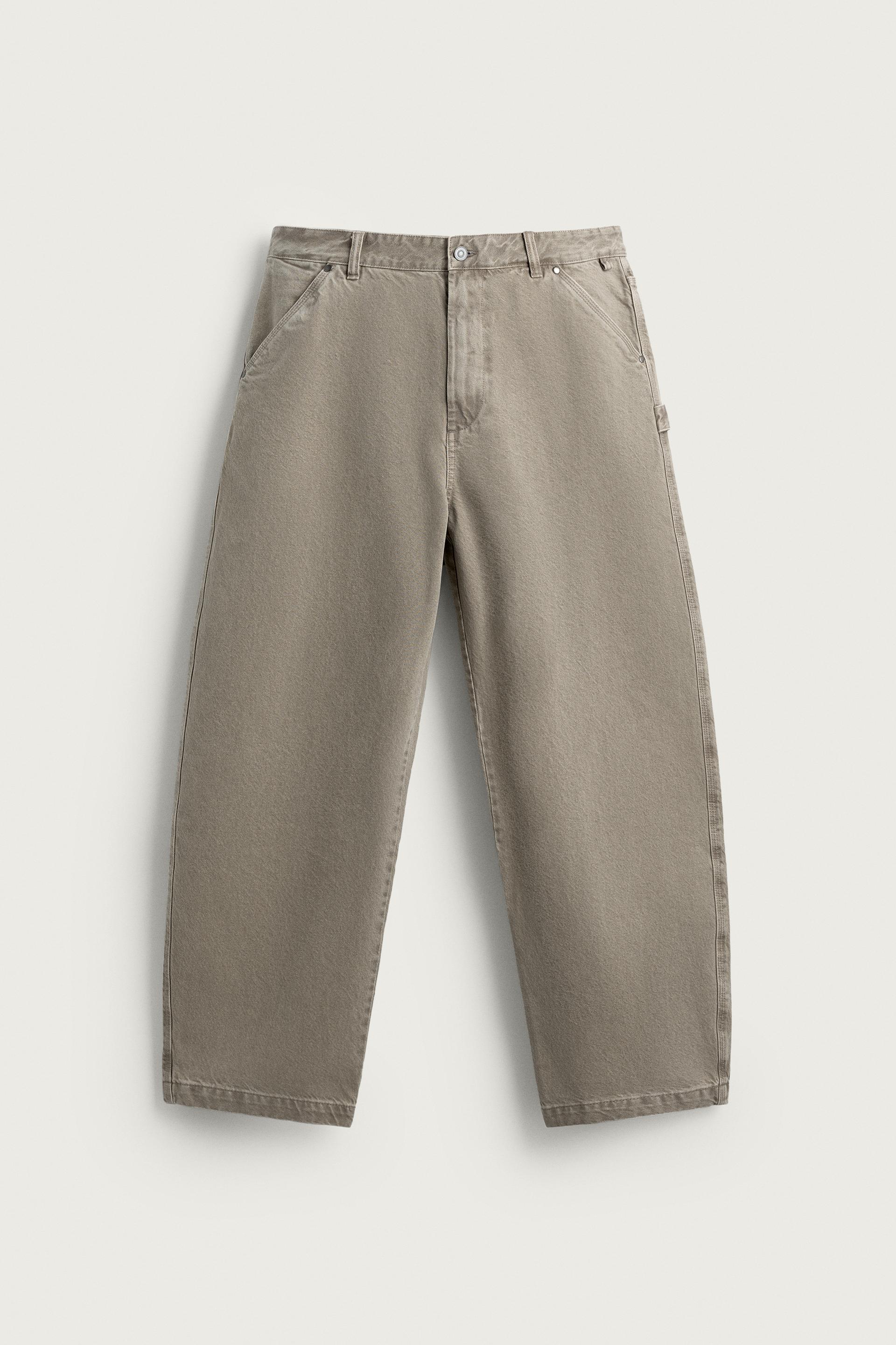 Zara BALLOON FIT WASHED TROUSERS — Sand