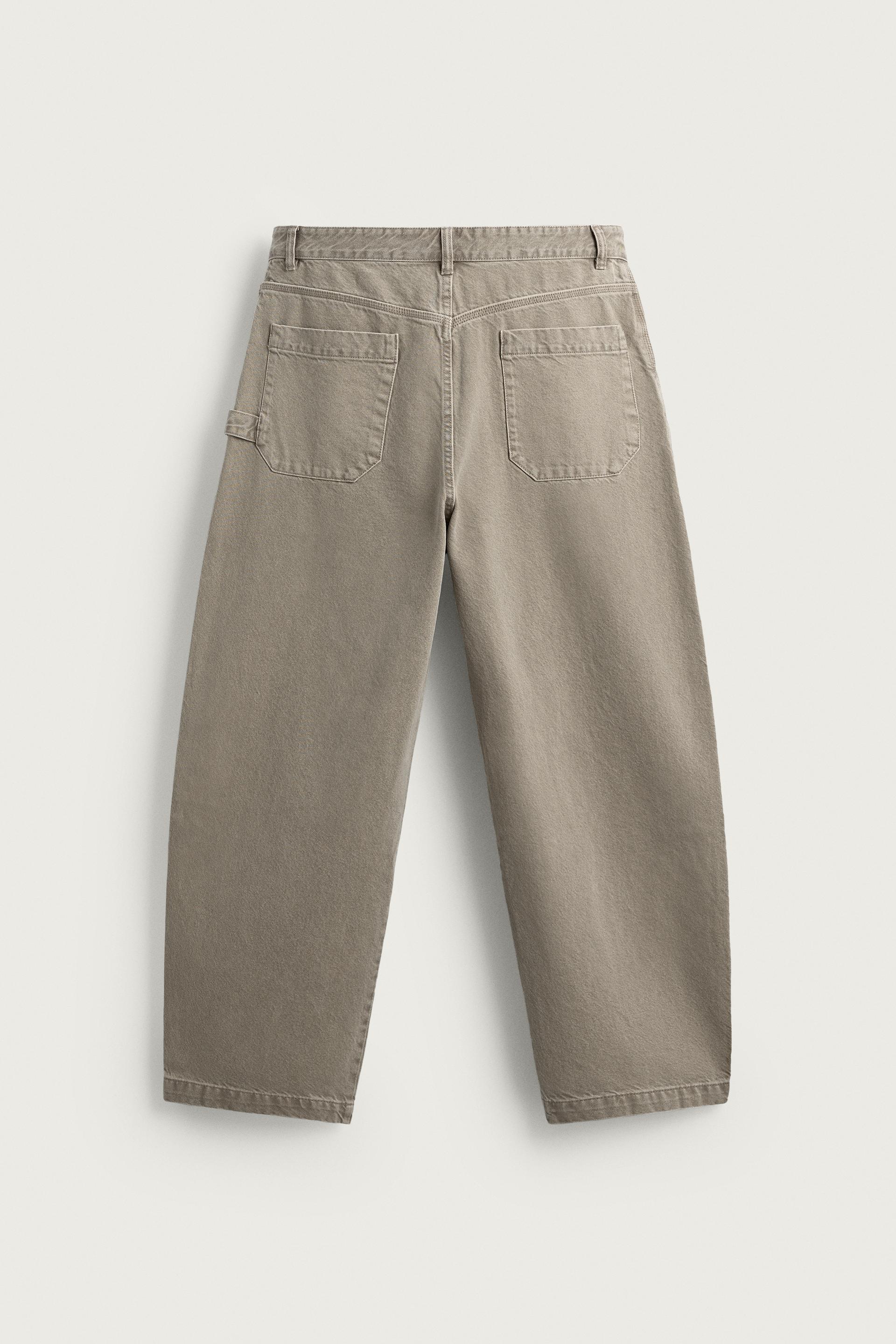 Zara BALLOON FIT WASHED TROUSERS — Sand