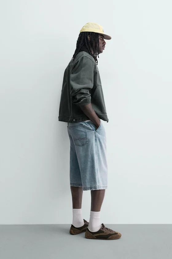 Zara Cropped Corduroy-Collar Jacket — Teal