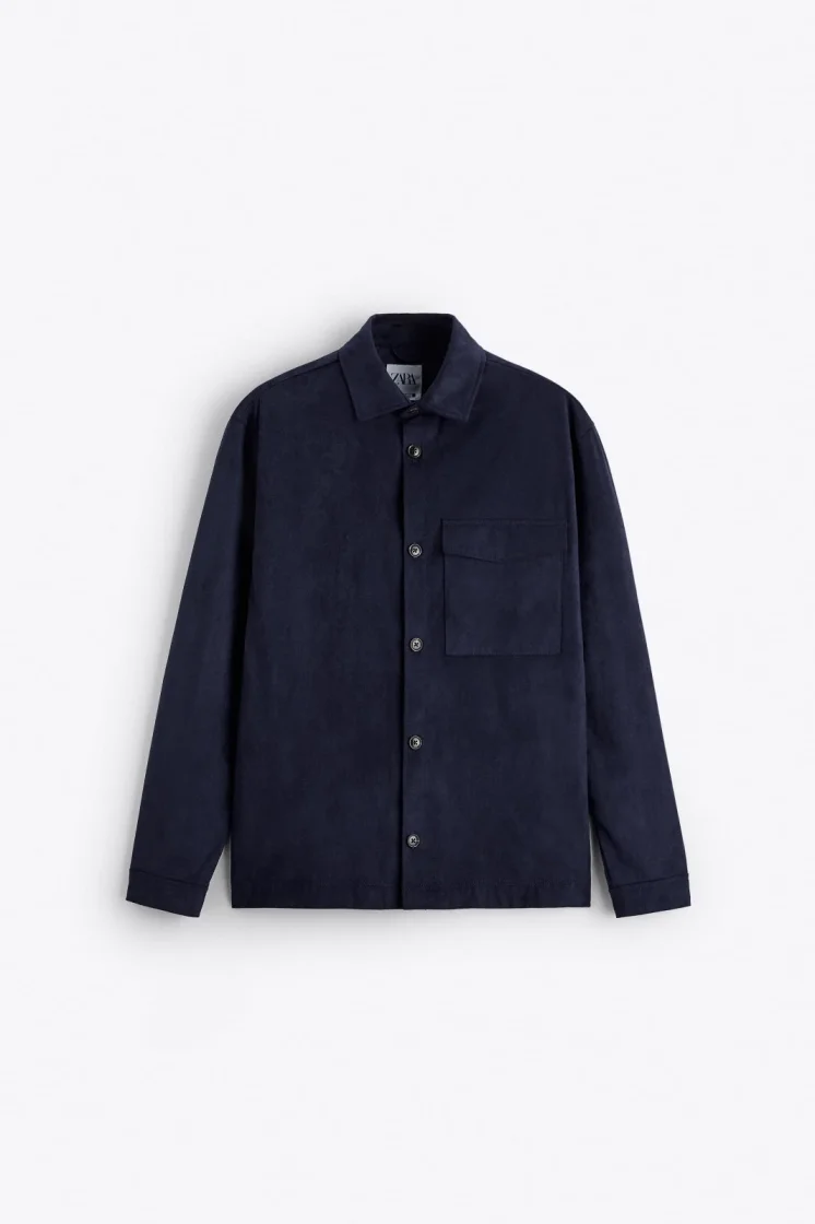 Zara Navy Corduroy Overshirt — Navy
