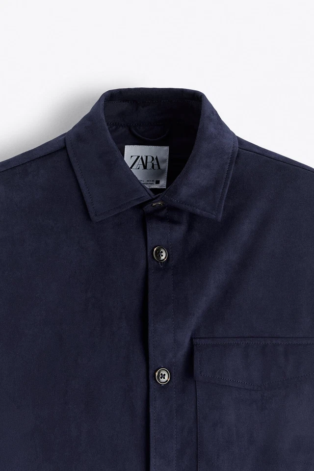 Zara Navy Corduroy Overshirt — Navy