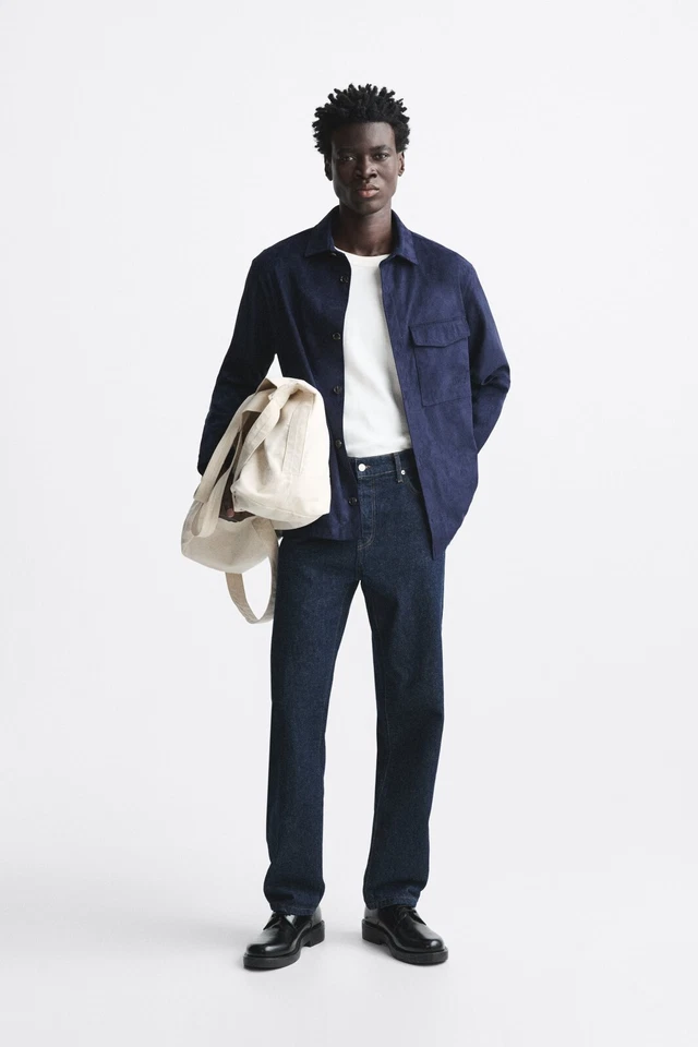 Zara Navy Corduroy Overshirt — Navy