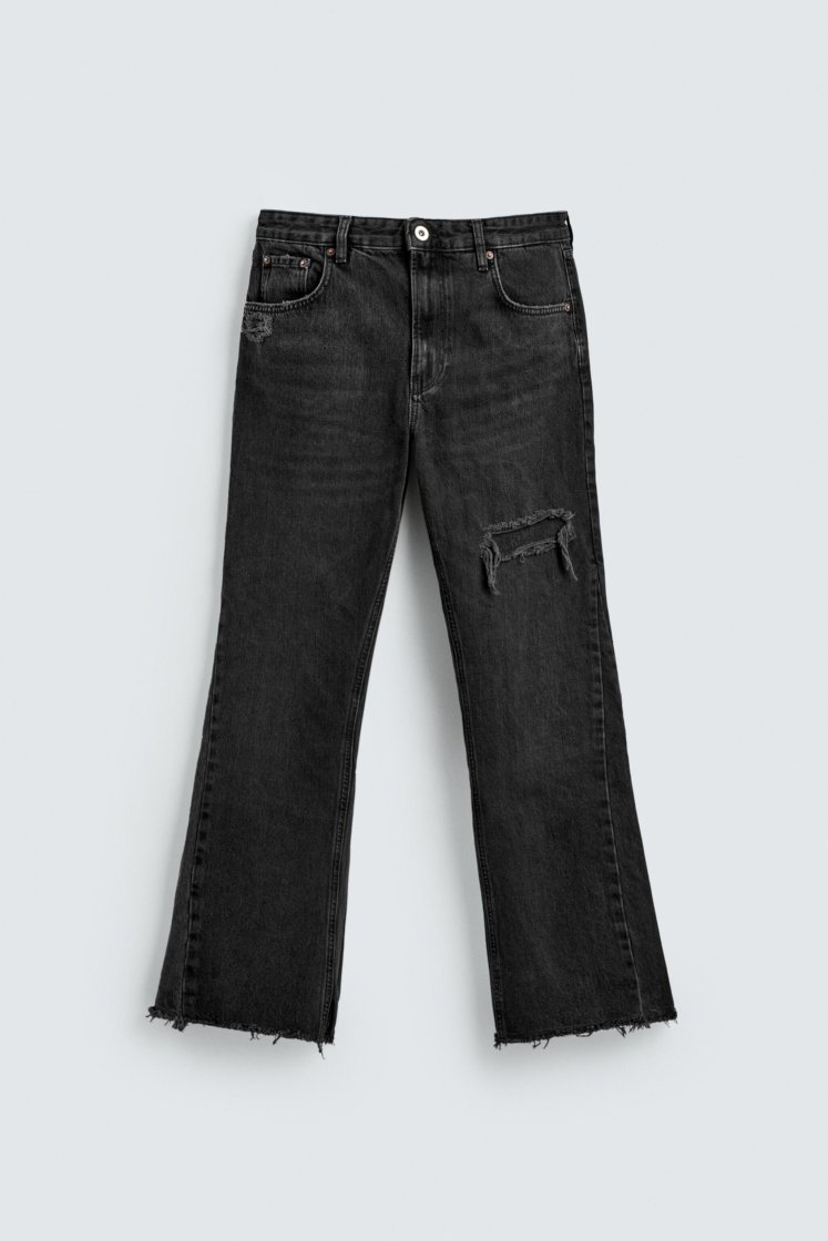 Zara Studded Flare Jeans — Black