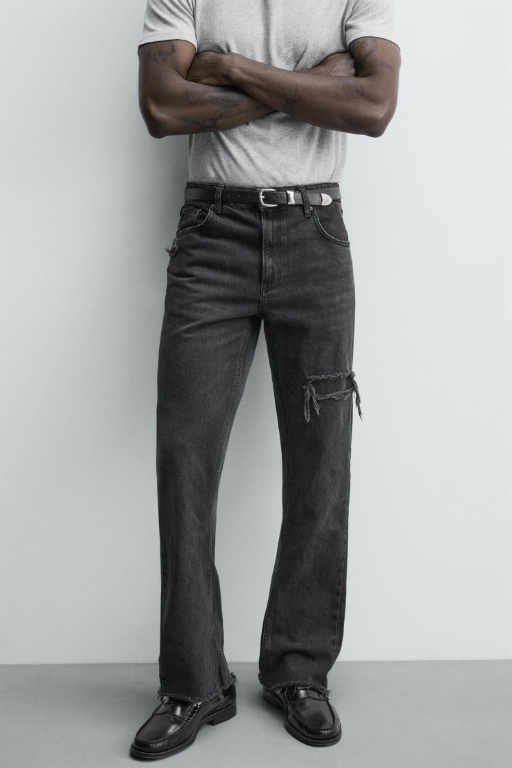 Zara Studded Flare Jeans — Black