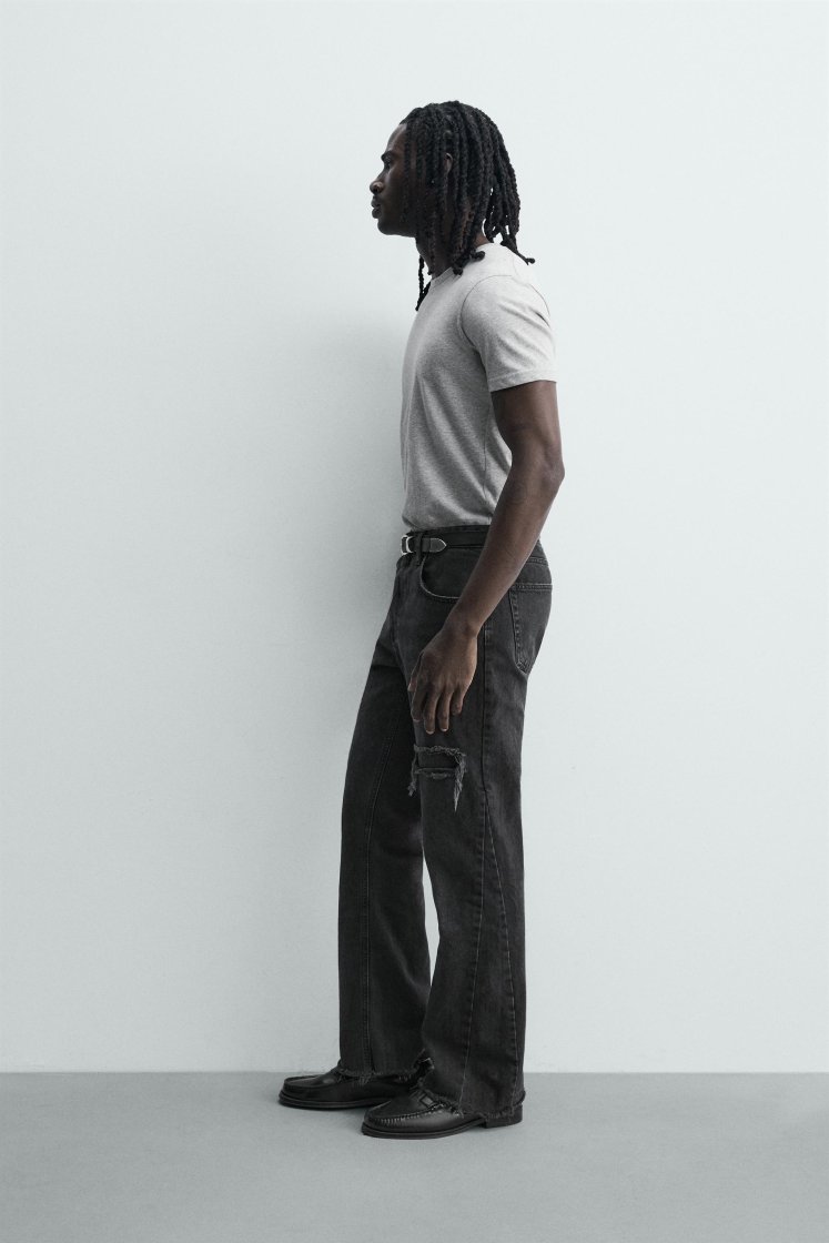 Zara Studded Flare Jeans — Black