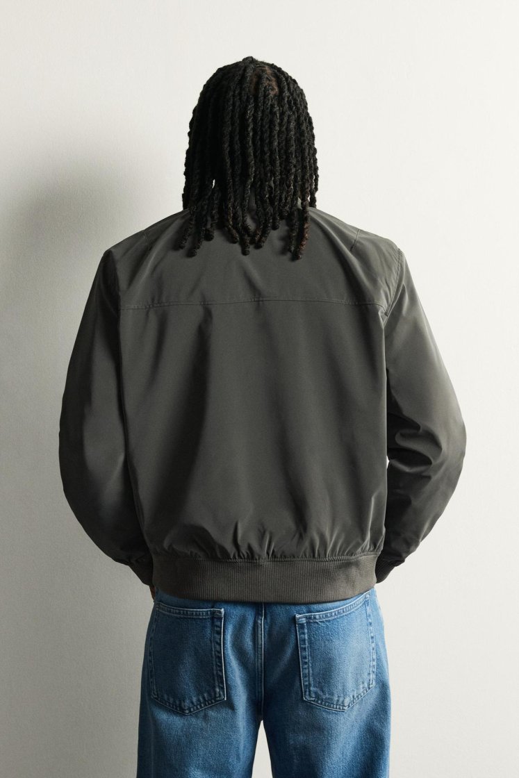 Zara Technical Bomber Jacket — Grey green