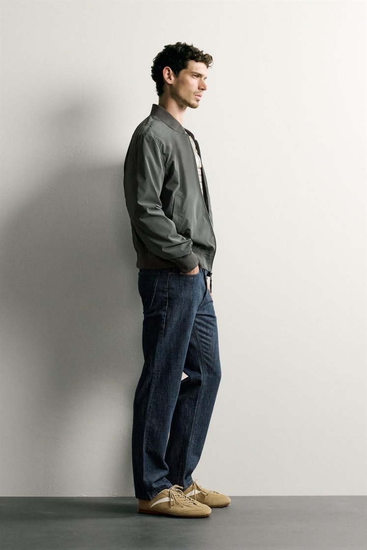 Zara Technical Bomber Jacket — Anthracite grey