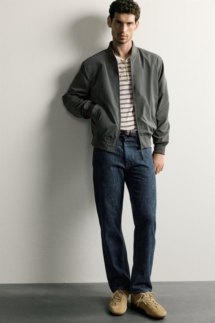 Zara Technical Bomber Jacket — Anthracite grey