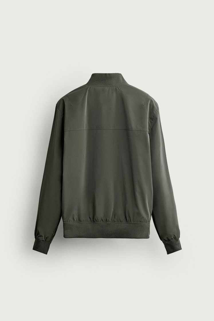 Zara Technical Bomber Jacket — Grey green