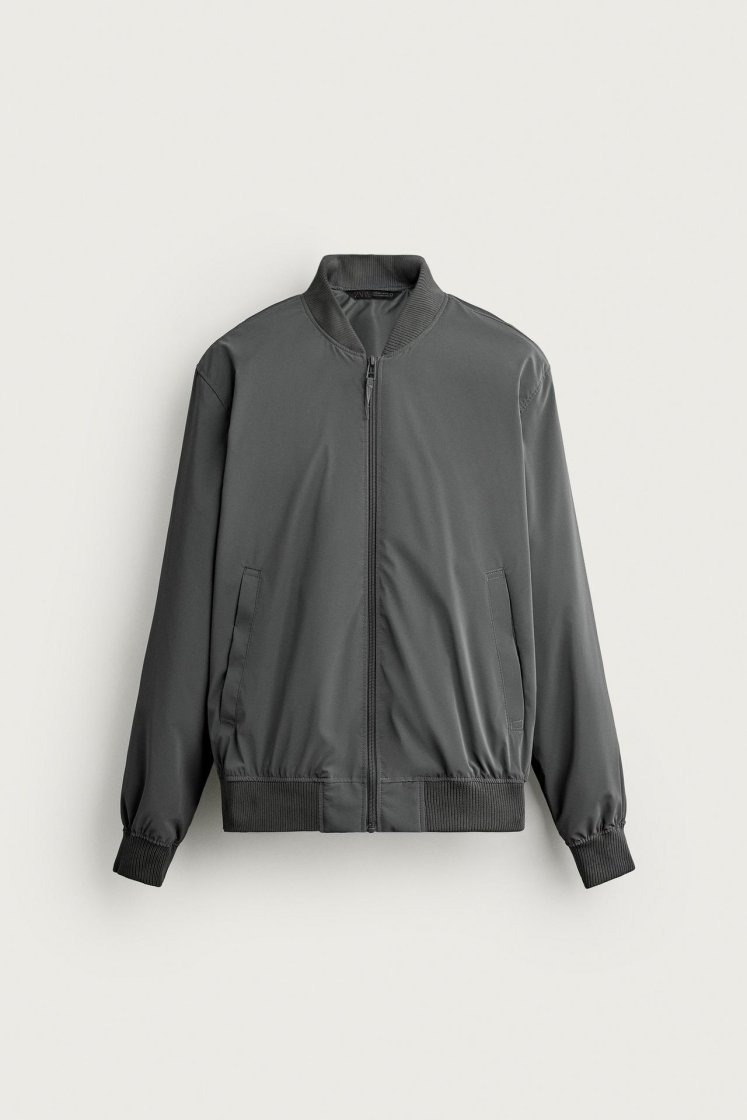 Zara Technical Bomber Jacket — Anthracite grey