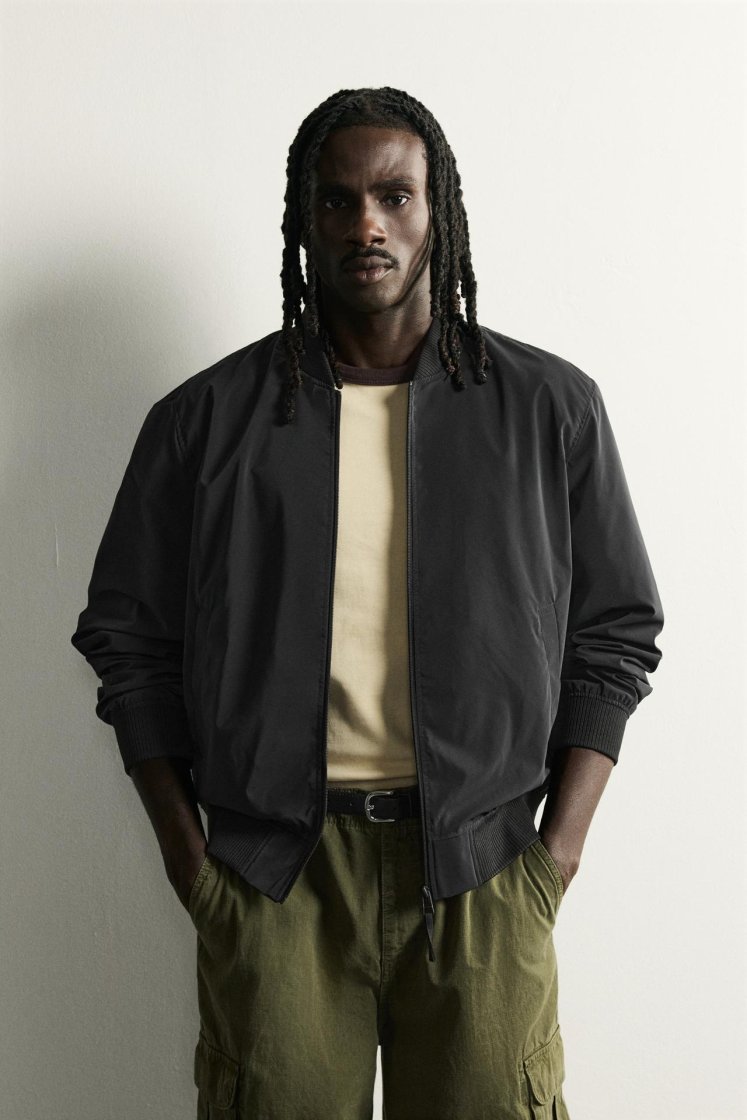 Zara Technical Bomber Jacket — Black
