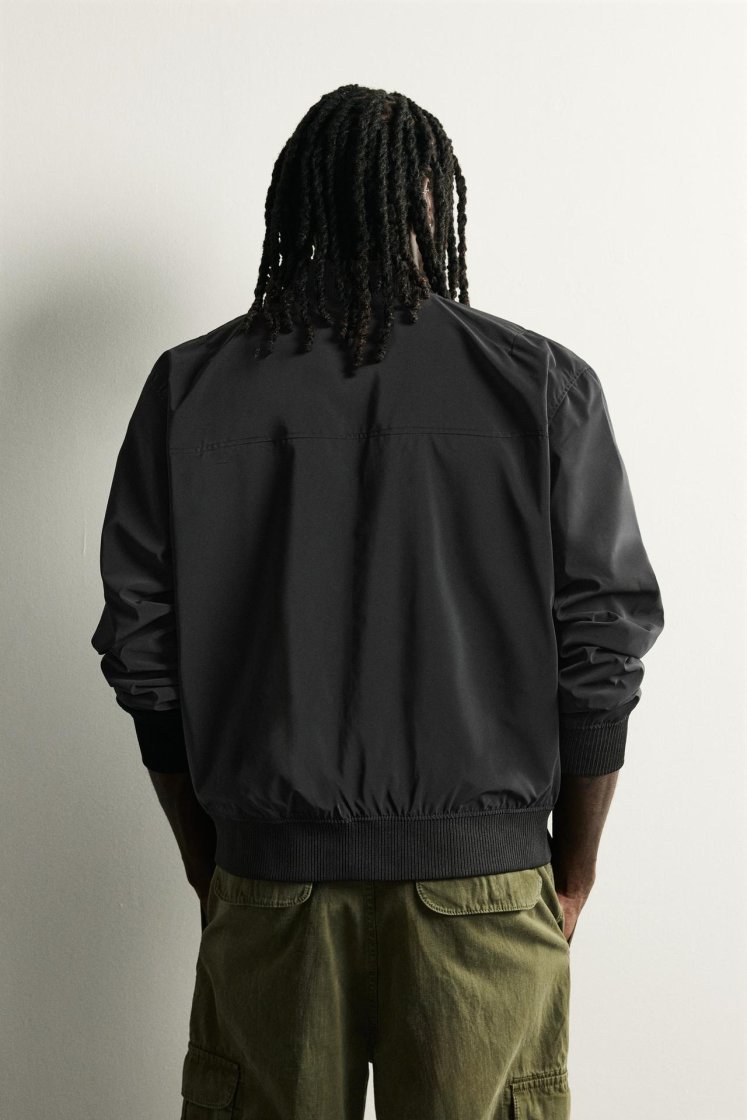 Zara Technical Bomber Jacket — Black