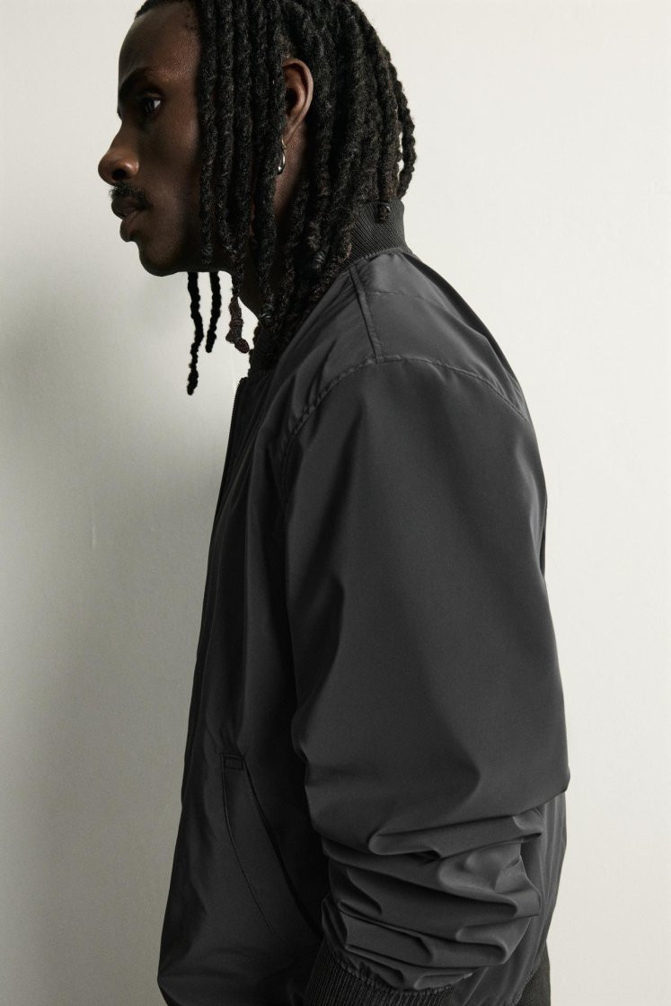 Zara Technical Bomber Jacket — Black