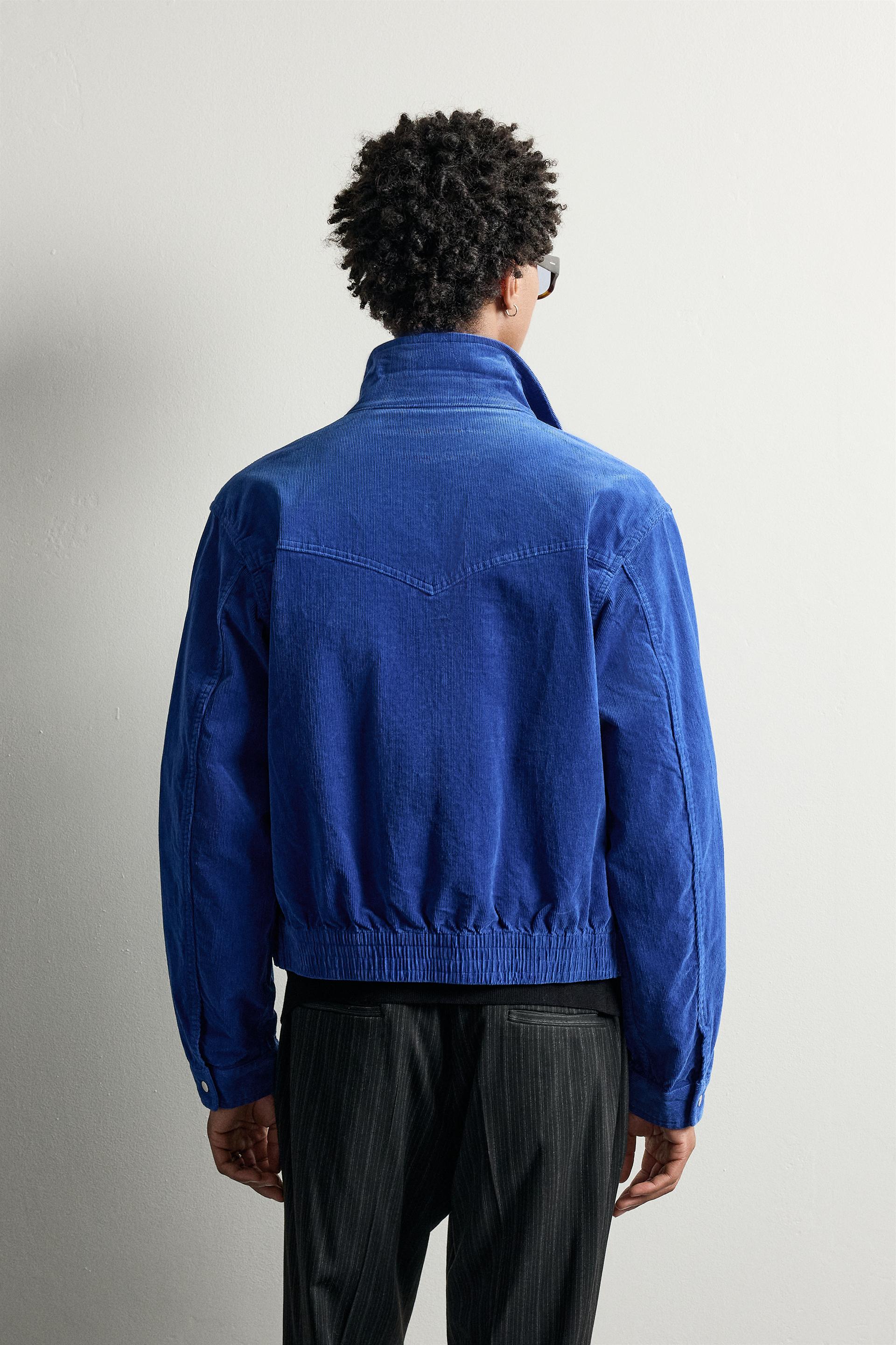 Zara Washed Corduroy Zip Overshirt — Cornflower blue