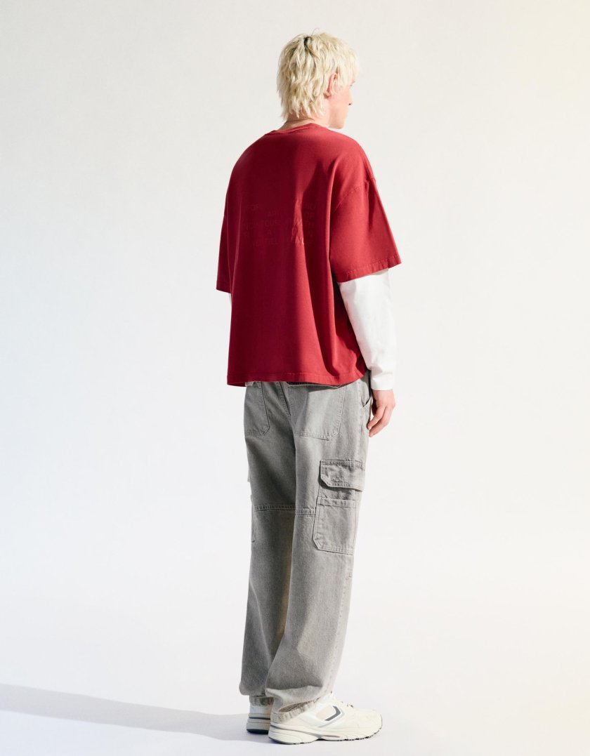 Bershka Baggy Cargo Jeans — Silver