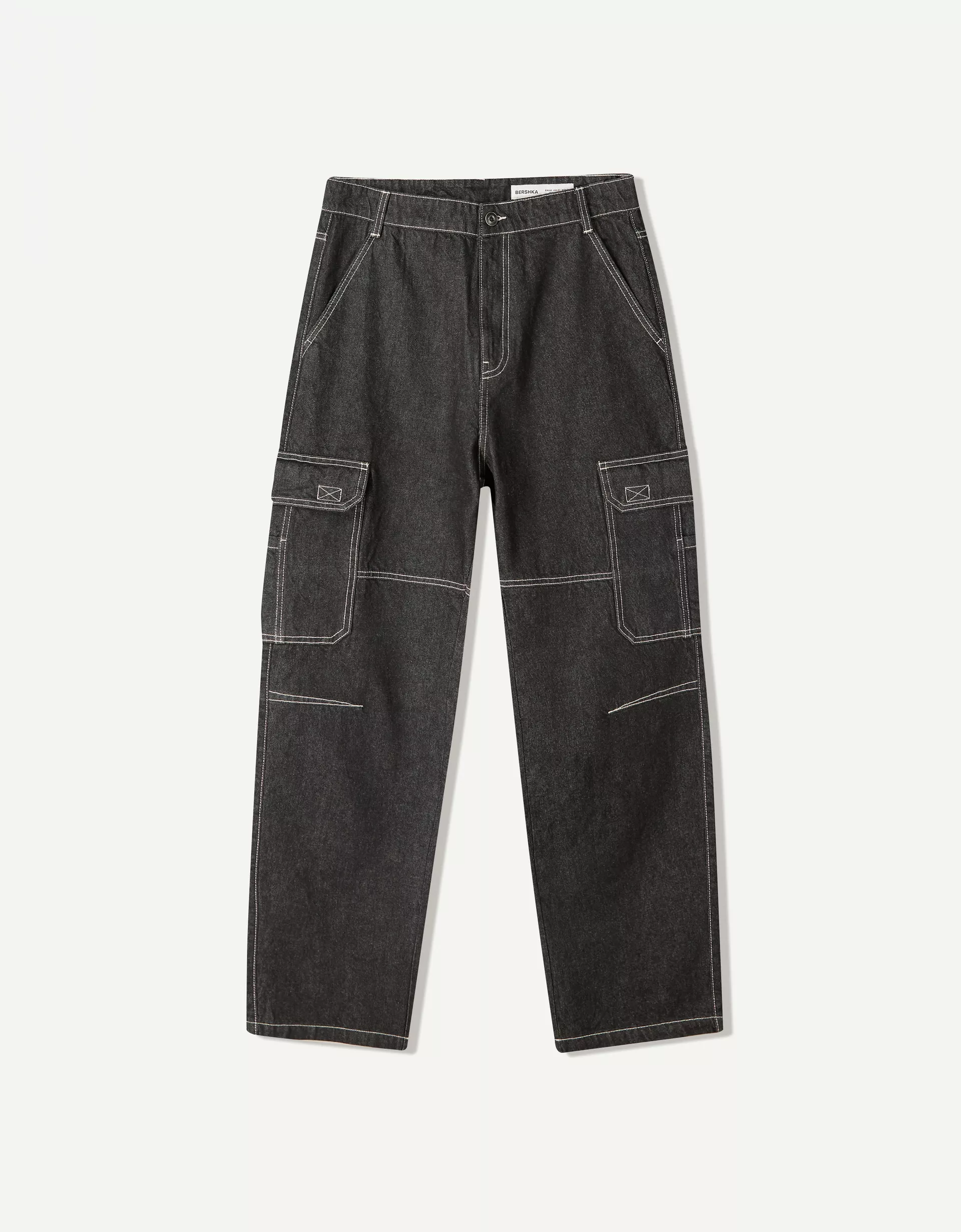 Bershka Baggy Cargo Jeans — Noir