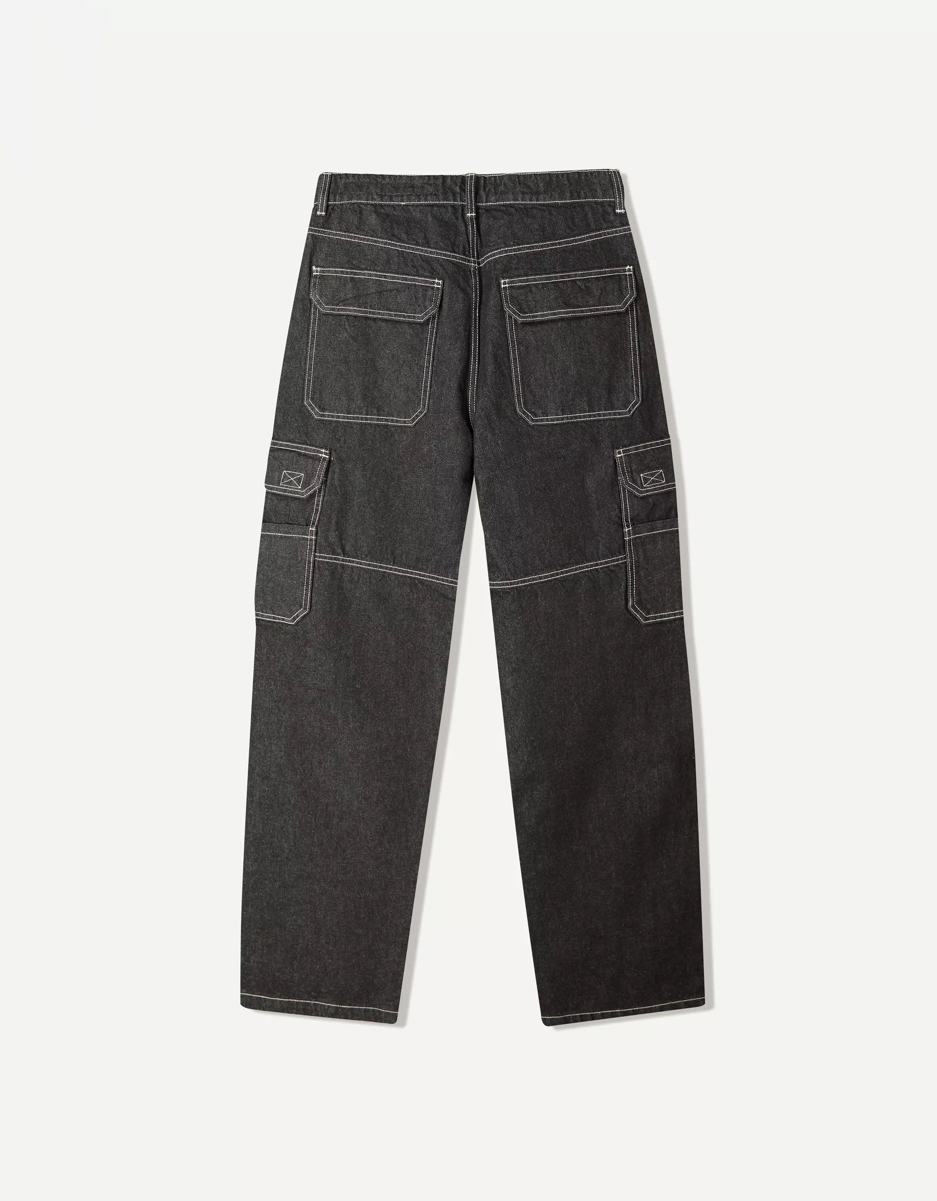 Bershka Baggy Cargo Jeans — Noir