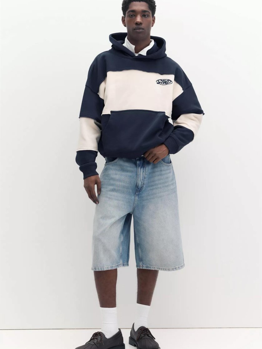 Pull&Bear Color-block oversized hoodie