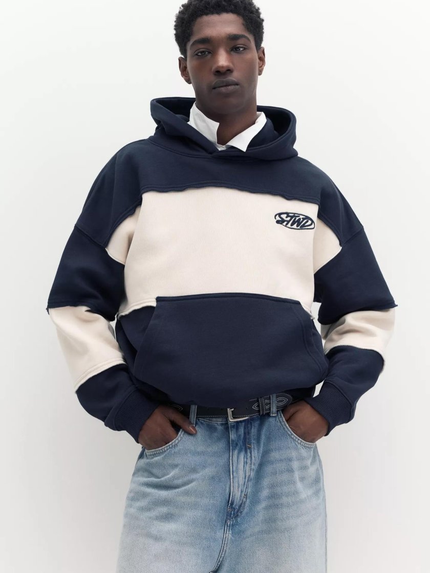 Pull&Bear Color-block oversized hoodie