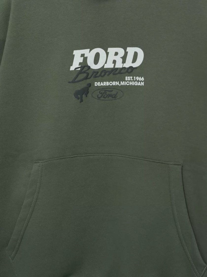 Pull&Bear Ford Bronco Graphic Hoodie — Khaki
