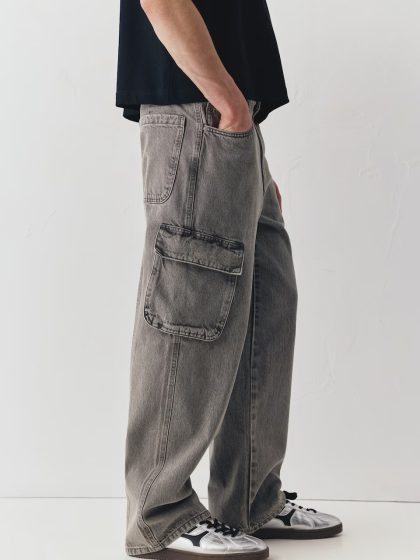 Jean Cargo Baggy Gris
