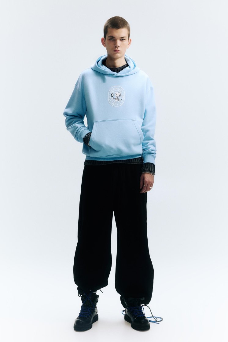 Pull&Bear Snoopy Hockey Club Hoodie — Light Blue