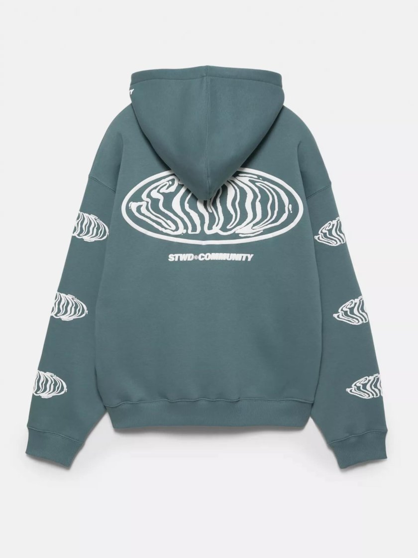 Pull&Bear Graphic Print Hoodie — Teal