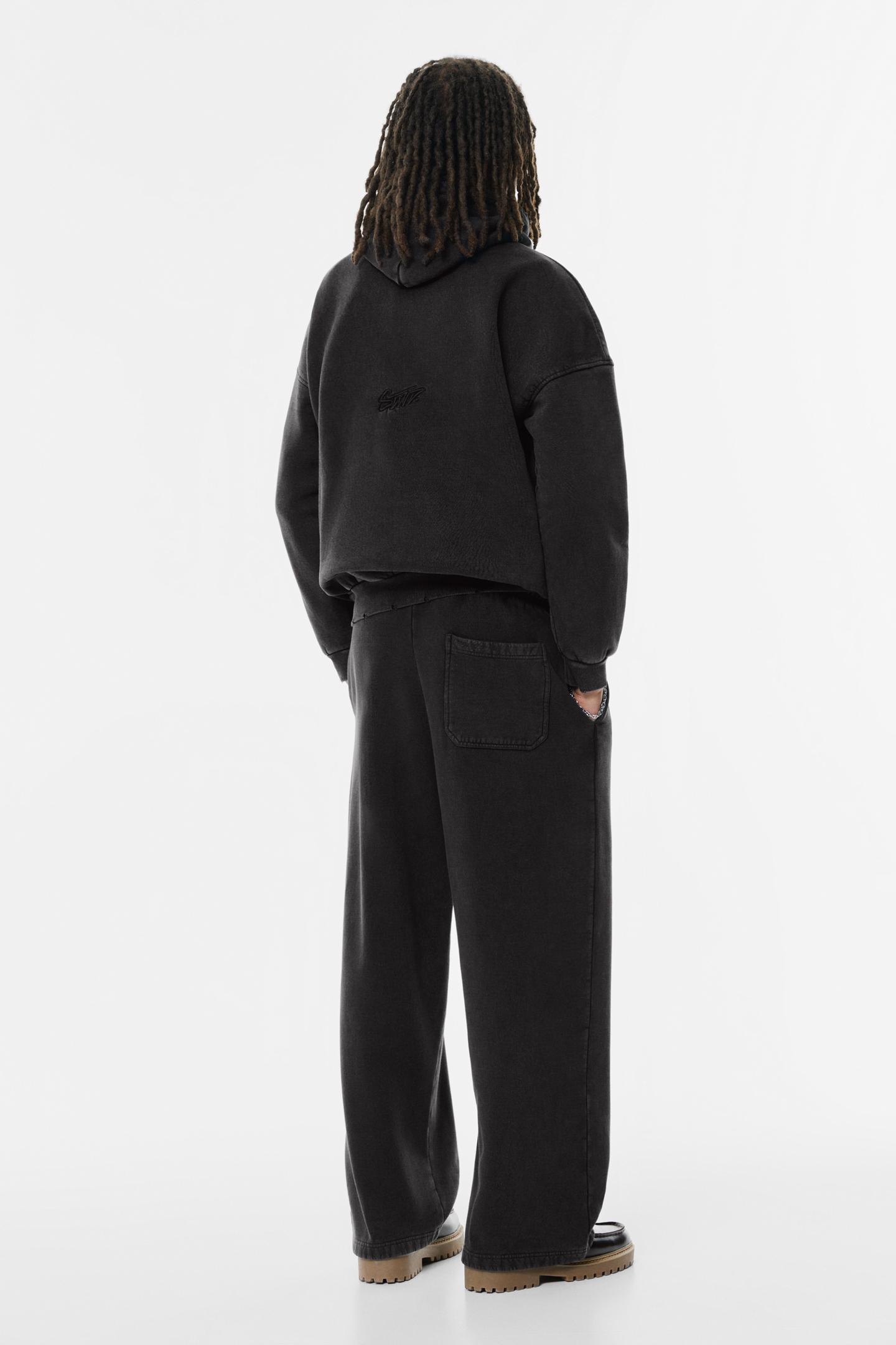 Pull&Bear Relaxed Fleece Joggers — dark grey