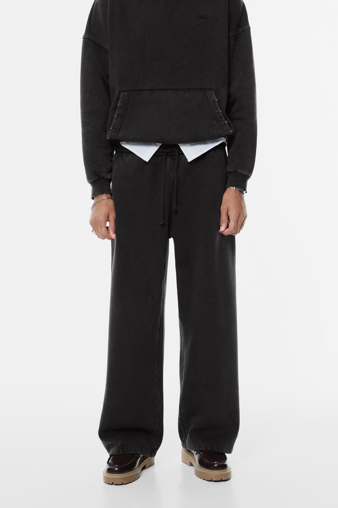 Pull&Bear Relaxed Fleece Joggers — dark grey
