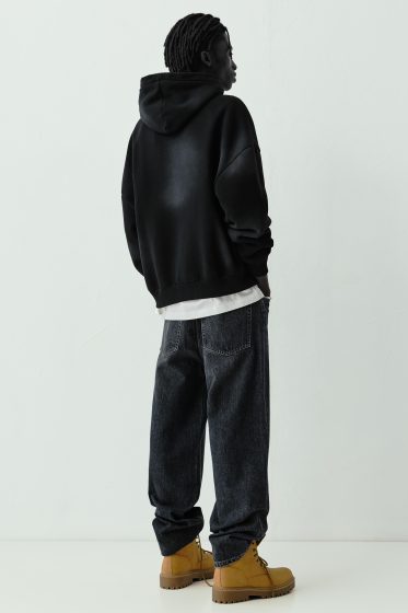Hoodie STWD Noir Délavé Graphiqu