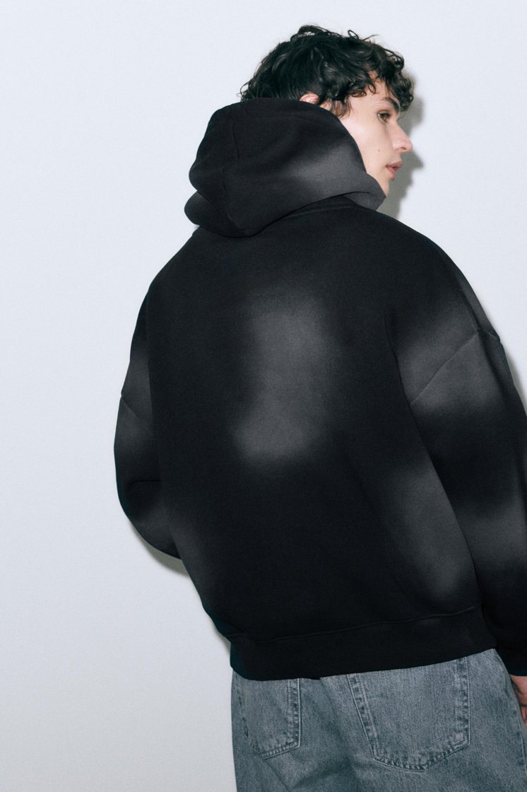 Pull&Bear STWD Faded Black Graphic Hoodie