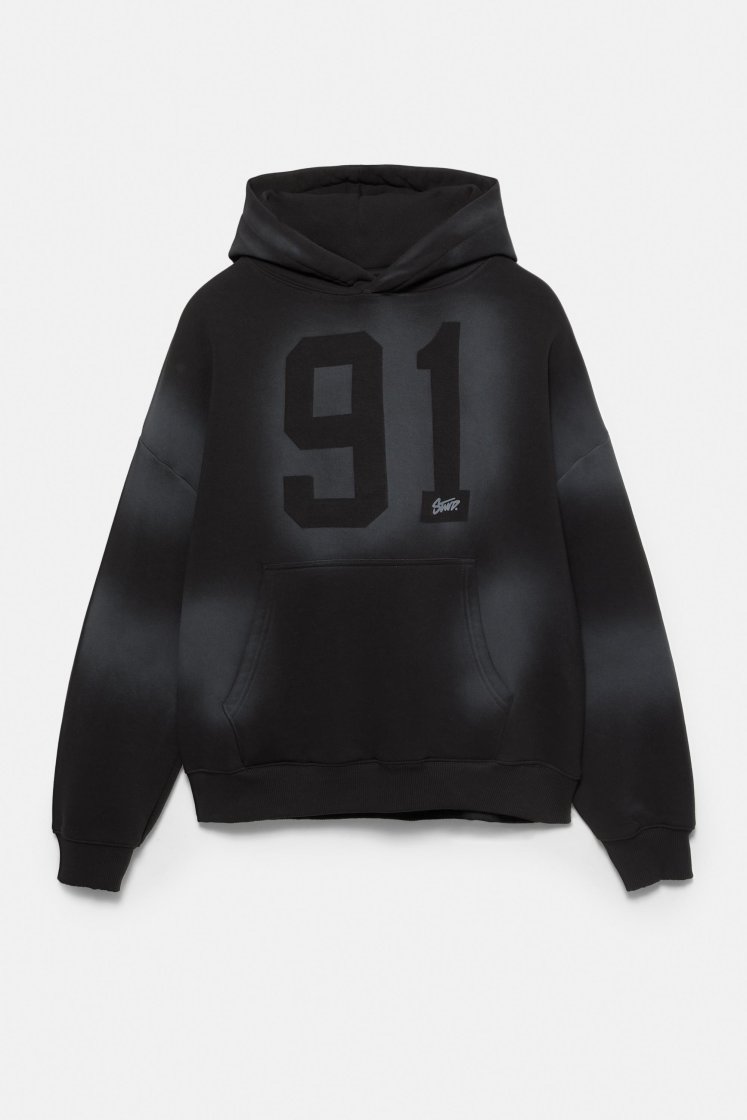 Pull&Bear STWD Faded Black Graphic Hoodie