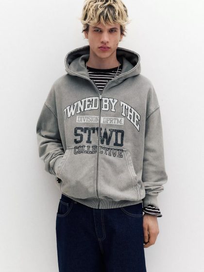 Sweat à Capuche Gris Délavé