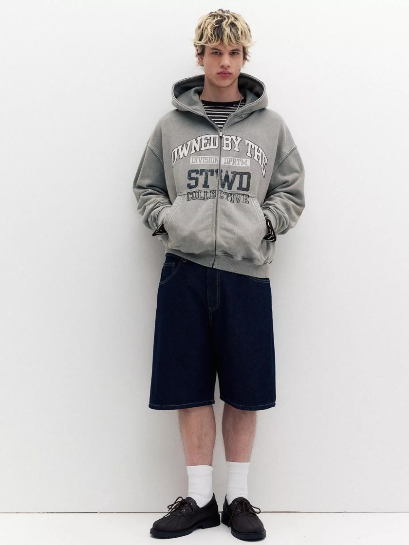 Washed Grey Graphic Hoodie — Grey
